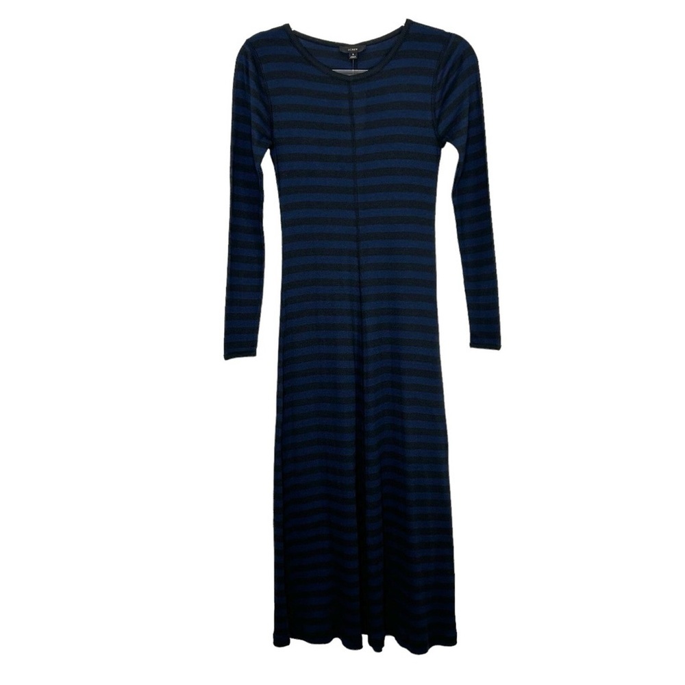J. Crew Dark Striped Long Sleeve Midi Dress